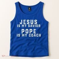 Jesus Is My Savior Pope Is My Coach Tank Top thumb 2