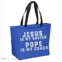 Jesus Is My Savior Pope Is My Coach Tote Bag thumb 2