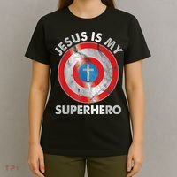 Jesus Is My SuperHero Christian Jesus Lovers Men Women T-Shirt thumb 4
