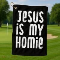 Jesus Is My Homie Christian Golf Towel thumb 1