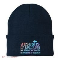 Jesus Is My God King Lord Saviour Healer Refuge Beanie thumb 0