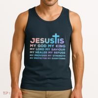 Jesus Is My God King Lord Saviour Healer Refuge Tank Top thumb 3