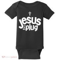 Jesus Is My New Plug Funny Christian Convert Baby Bodysuit thumb 0
