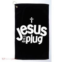 Jesus Is My New Plug Funny Christian Convert Golf Towel thumb 0