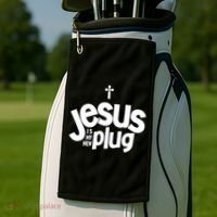 Jesus Is My New Plug Funny Christian Convert Golf Towel thumb 2