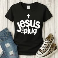 Jesus Is My New Plug Funny Christian Convert Women's T-Shirt thumb 3