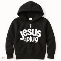 Jesus Is My New Plug Funny Christian Convert Kids Hoodie thumb 0