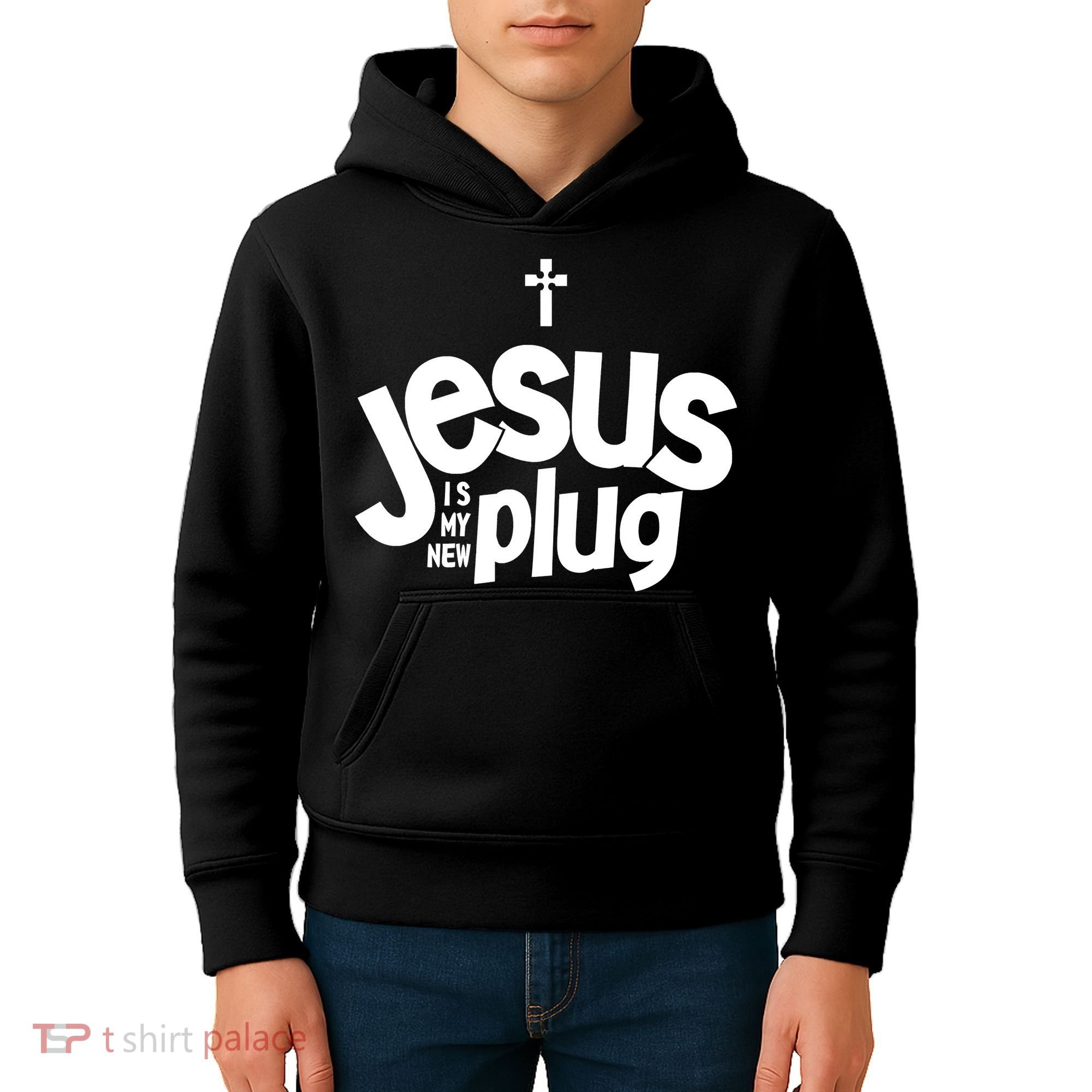 Jesus Is My New Plug Funny Christian Convert Kids Hoodie
