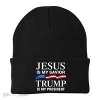 Jesus Is My Savior Trump Is My President Beanie thumb 0