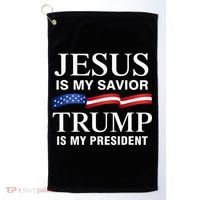 Jesus Is My Savior Trump Is My President Golf Towel thumb 0
