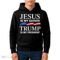 Jesus Is My Savior Trump Is My President Kids Hoodie thumb 4