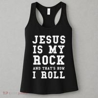 Jesus Is My Rock And Thats How I Roll Funny Religious Women's Tank Top thumb 3