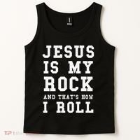 Jesus Is My Rock And Thats How I Roll Funny Religious Tank Top thumb 2