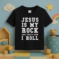 Jesus Is My Rock And Thats How I Roll Funny Religious Toddler T-Shirt thumb 3