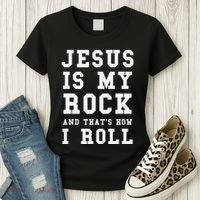 Jesus Is My Rock And Thats How I Roll Funny Religious Women's T-Shirt thumb 3