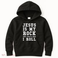 Jesus Is My Rock And Thats How I Roll Funny Religious Kids Hoodie thumb 0