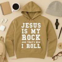 Jesus Is My Rock And Thats How I Roll Funny Religious Hoodie thumb 3