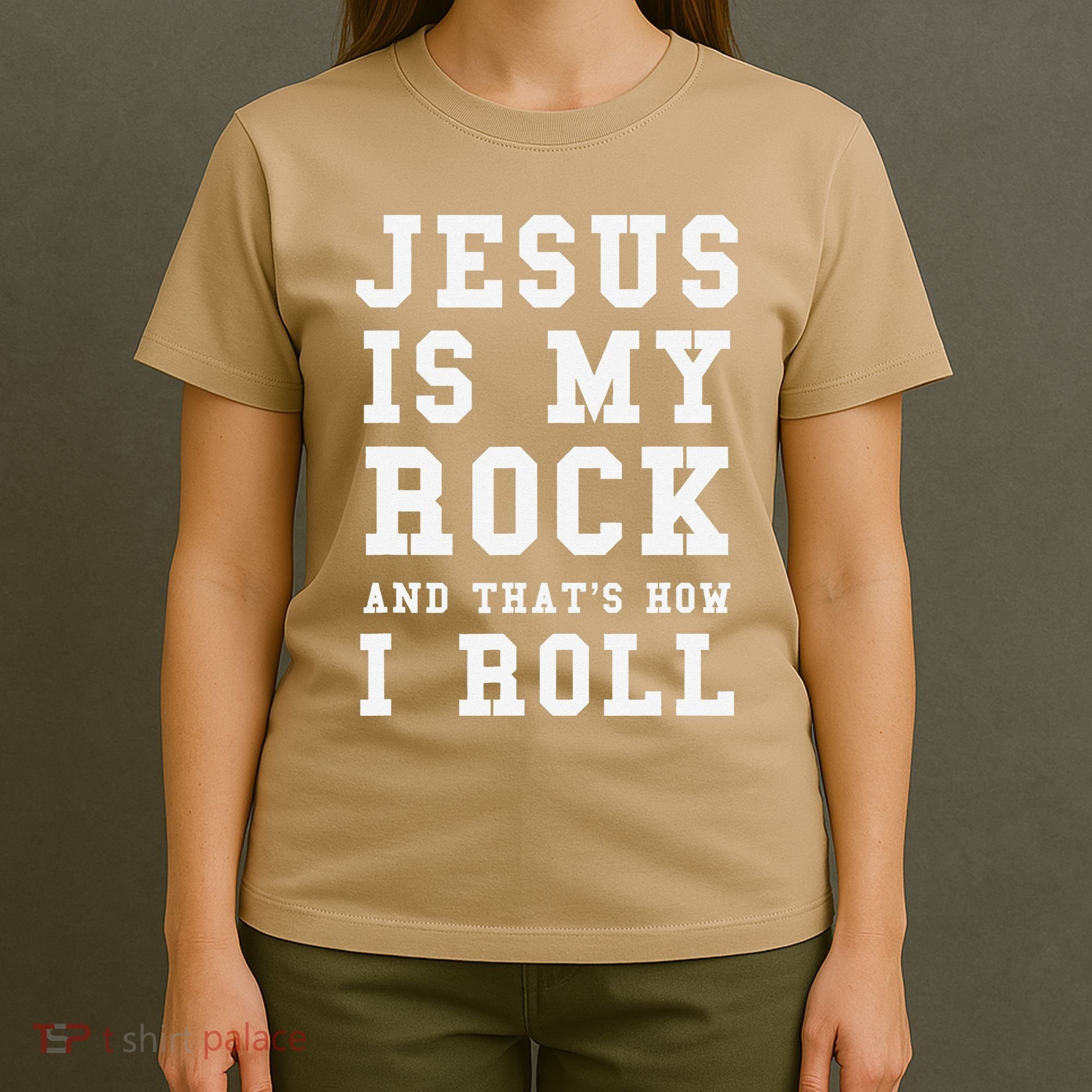 Jesus Is My Rock And Thats How I Roll Funny Religious T-Shirt