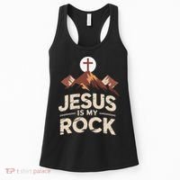 Jesus Is My Rock Biblical Christian Faith Women's Tank Top thumb 0