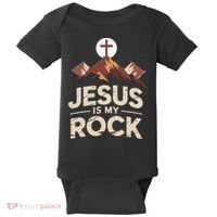 Jesus Is My Rock Biblical Christian Faith Baby Bodysuit thumb 0