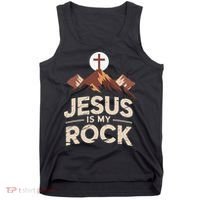 Jesus Is My Rock Biblical Christian Faith Tank Top thumb 0