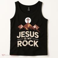 Jesus Is My Rock Biblical Christian Faith Tank Top thumb 2