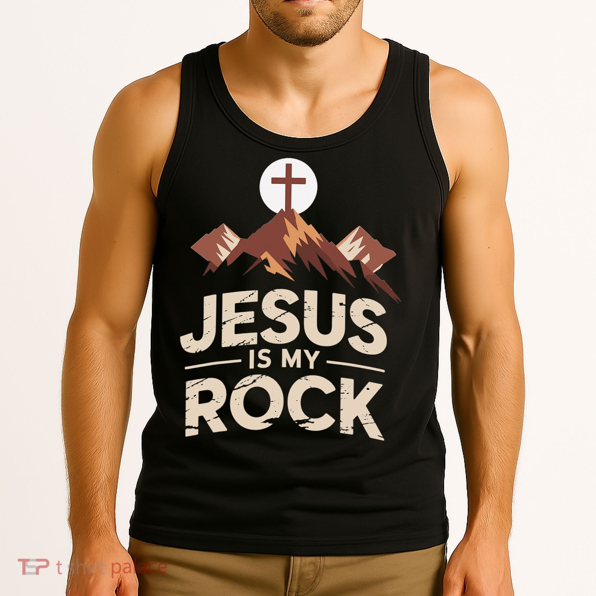 Jesus Is My Rock Biblical Christian Faith Tank Top