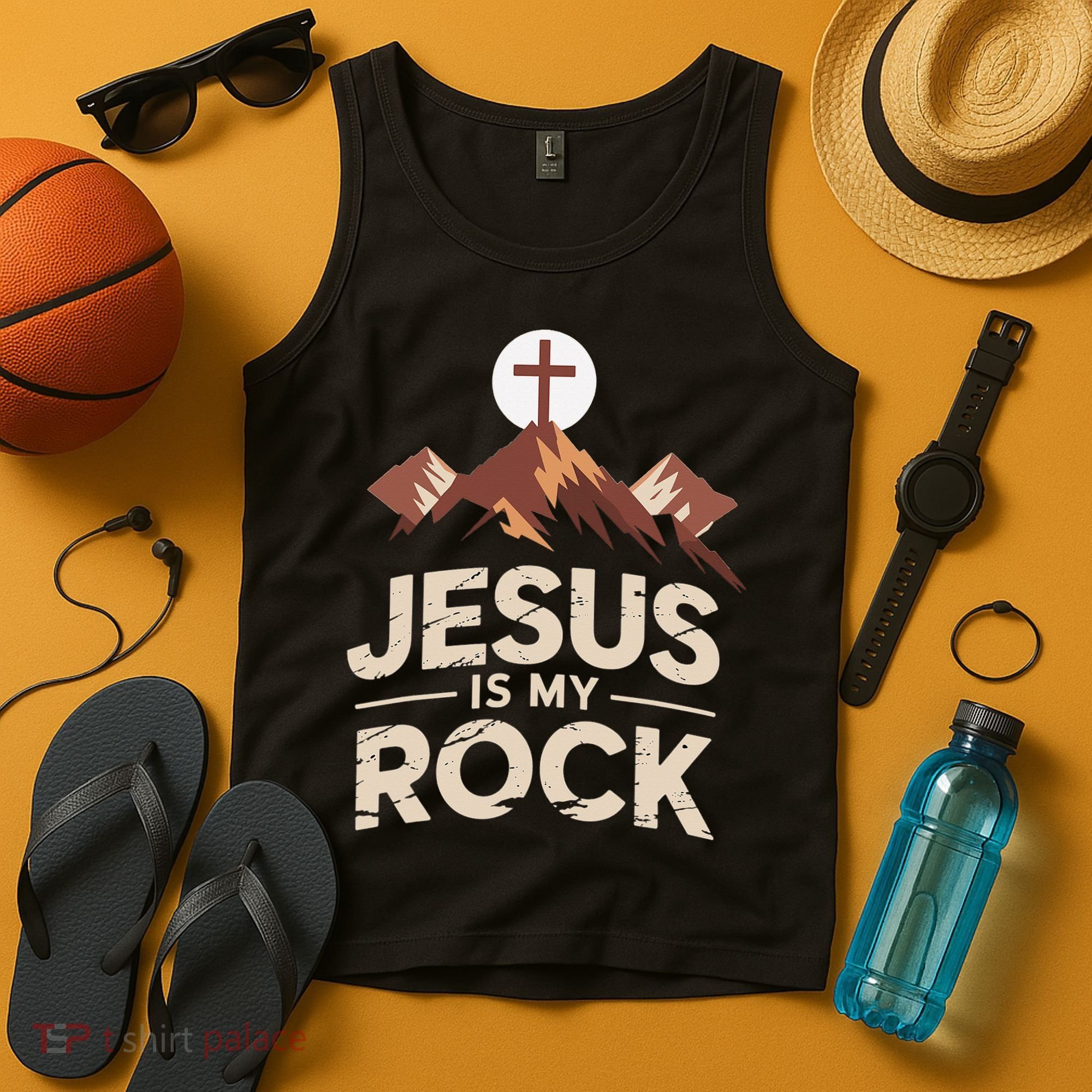 Jesus Is My Rock Biblical Christian Faith Tank Top
