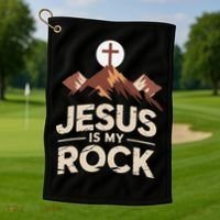 Jesus Is My Rock Biblical Christian Faith Golf Towel thumb 1