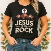 Jesus Is My Rock Biblical Christian Faith Women's T-Shirt thumb 2