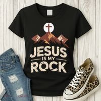 Jesus Is My Rock Biblical Christian Faith Women's T-Shirt thumb 3