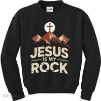 Jesus Is My Rock Biblical Christian Faith Kids Sweatshirt thumb 0