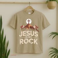 Jesus Is My Rock Biblical Christian Faith T-Shirt thumb 2