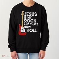 Jesus Is My Rock And That Is How I Roll Guitar Christian Women's Sweatshirt thumb 0