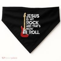 Jesus Is My Rock And That Is How I Roll Guitar Christian USA-Made Doggie Bandana thumb 0