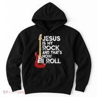 Jesus Is My Rock And That Is How I Roll Guitar Christian Hoodie thumb 0