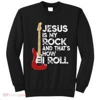 Jesus Is My Rock And That Is How I Roll Guitar Christian Sweatshirt thumb 0