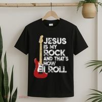 Jesus Is My Rock And That Is How I Roll Guitar Christian T-Shirt thumb 2
