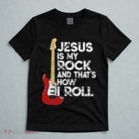 Jesus Is My Rock And That Is How I Roll Guitar Christian T-Shirt thumb 5