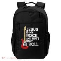 Jesus Is My Rock And That Is How I Roll Guitar Christian Backpack thumb 0