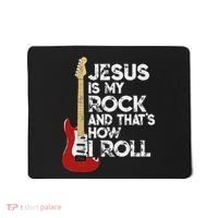 Jesus Is My Rock And That Is How I Roll Guitar Christian Mousepad thumb 0