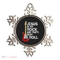 Jesus Is My Rock And That Is How I Roll Guitar Christian Ornament thumb 0