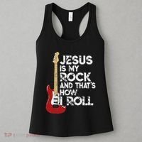 Jesus Is My Rock And That Is How I Roll Guitar Christian Women's Tank Top thumb 3