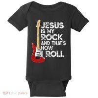 Jesus Is My Rock And That Is How I Roll Guitar Christian Baby Bodysuit thumb 0