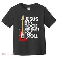 Jesus Is My Rock And That Is How I Roll Guitar Christian Toddler T-Shirt thumb 0