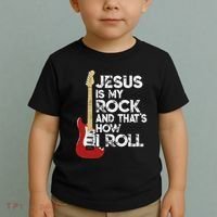 Jesus Is My Rock And That Is How I Roll Guitar Christian Toddler T-Shirt thumb 2