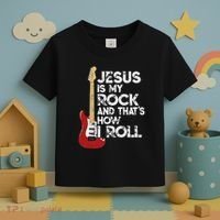 Jesus Is My Rock And That Is How I Roll Guitar Christian Toddler T-Shirt thumb 3