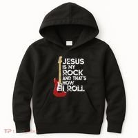 Jesus Is My Rock And That Is How I Roll Guitar Christian Kids Hoodie thumb 0