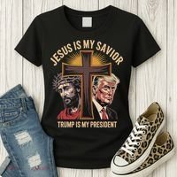 Jesus Is My Savior Trump Is My President Biblical Women's T-Shirt thumb 3