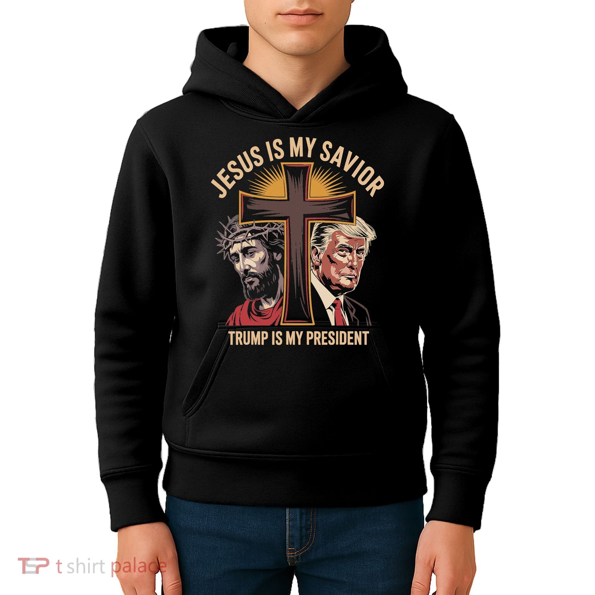 Jesus Is My Savior Trump Is My President Biblical Kids Hoodie